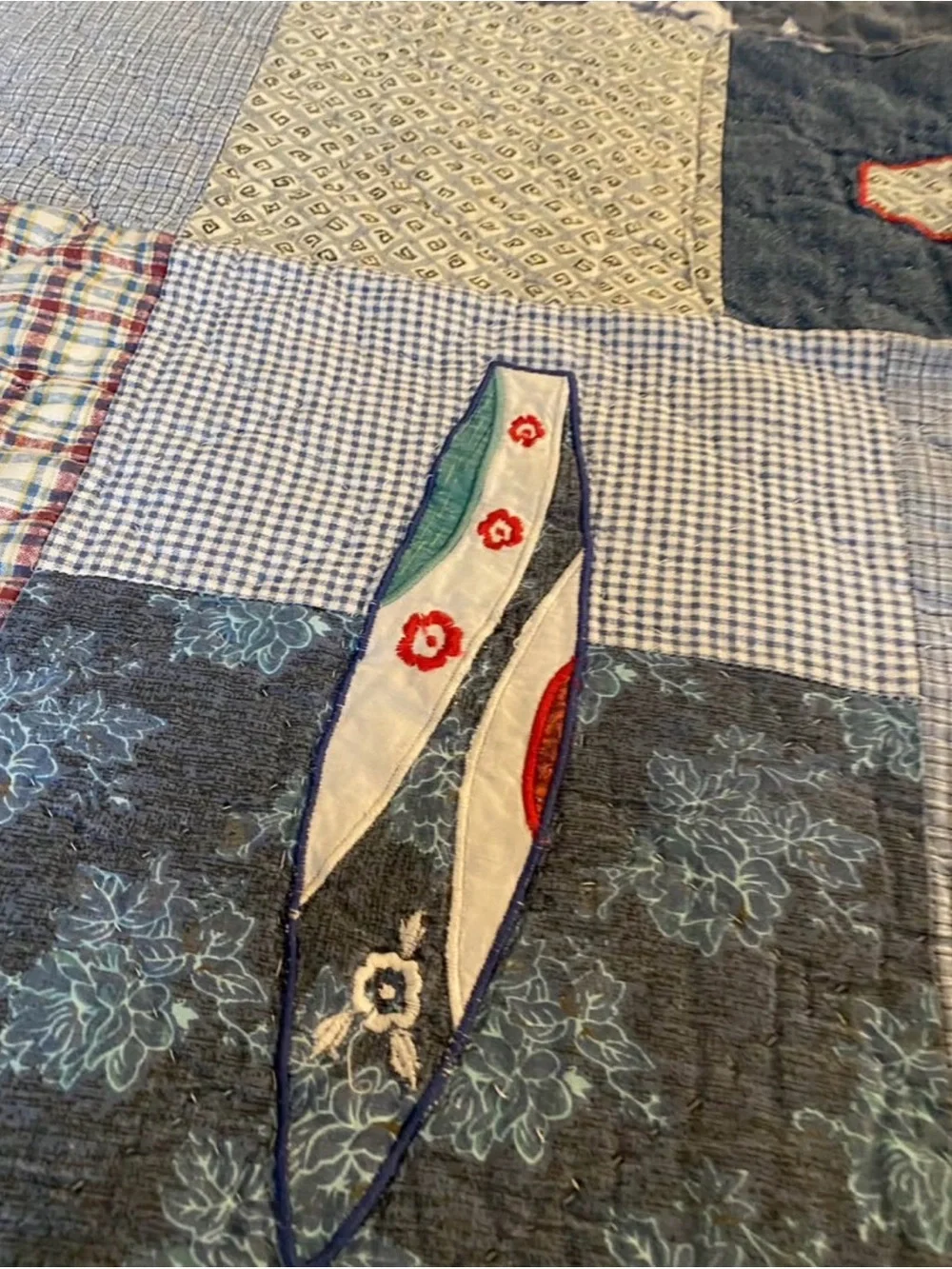 Nautical Surfboard Patchwork Quilt Set in Blue